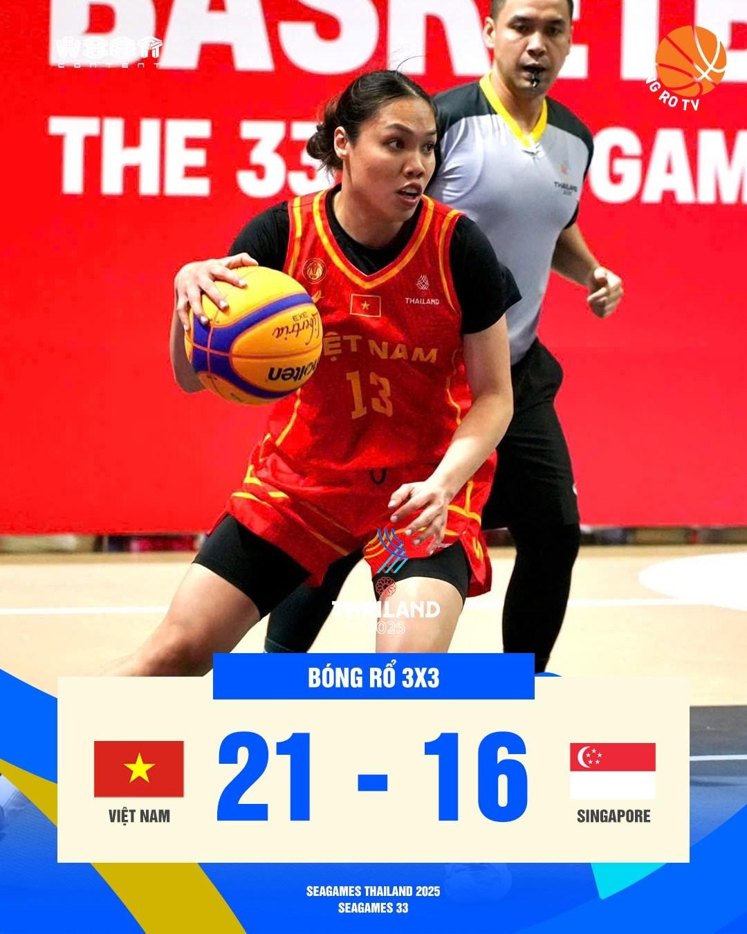 Tuyển bóng rổ 3x3 nữ Việt Nam vào bán kết SEA Games 33